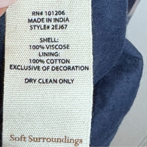 New SOFT SURROUNDINGS Blue Himalaya Dress Indigo Tie Dye #2EJ67 Sz Medium - Picture 8 of 12